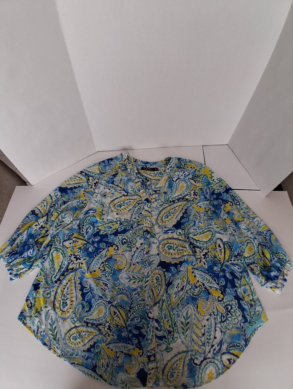 Lauren Ralph Blue & Yellow Paisley Blouse